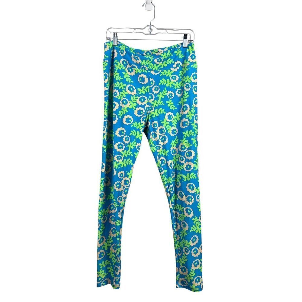 LuLaRoe Women's Blue Floral Tall & Curvy Tights